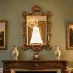 Regal Hand-Painted Gold Ornate Wall Mirror
