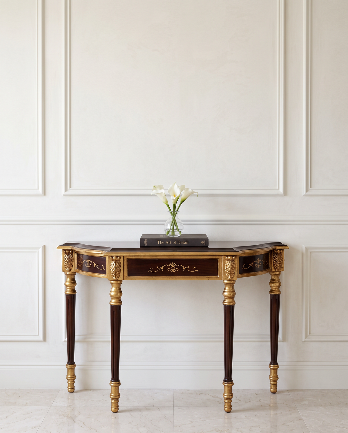 Regency Carved Brown & Gold Console Table with Drawer