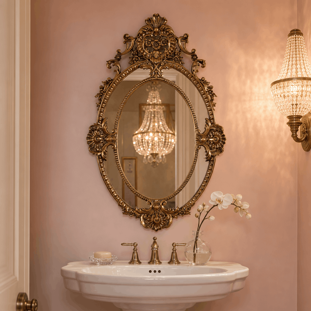 Royal Crest Ornate Gold Wall Mirror