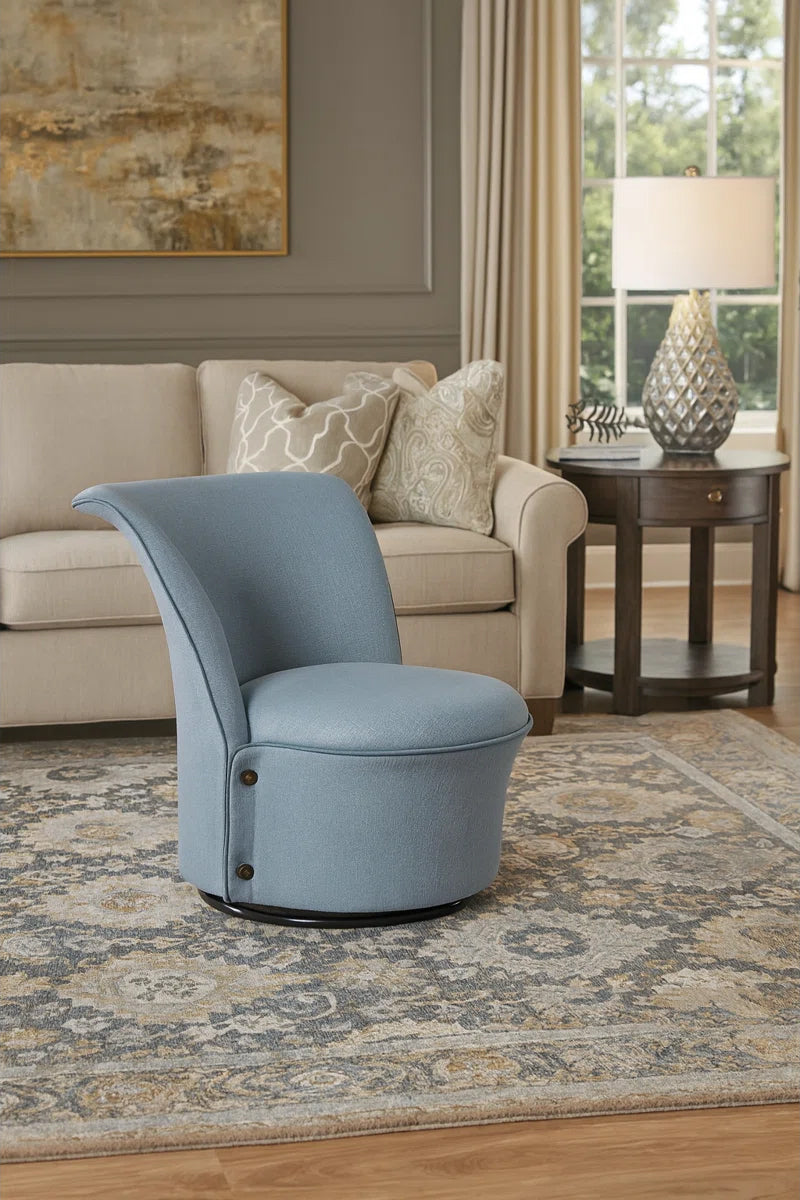 Azure Luxe Swivel Lounge Chair – Sculpted Comfort In Modern Form