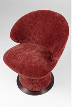 Sculptural Swivel Accent Chair In Luxe Crimson Chenille