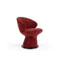 Sculptural Swivel Accent Chair In Luxe Crimson Chenille