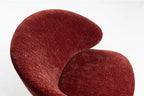 Sculptural Swivel Accent Chair In Luxe Crimson Chenille