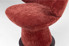 Sculptural Swivel Accent Chair In Luxe Crimson Chenille