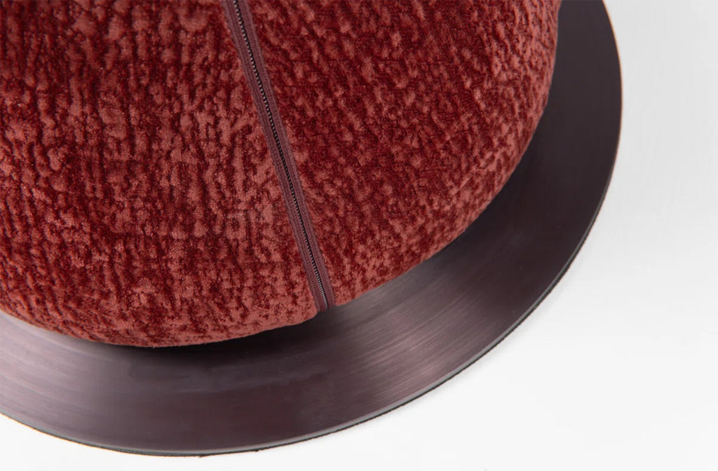 Sculptural Swivel Accent Chair In Luxe Crimson Chenille