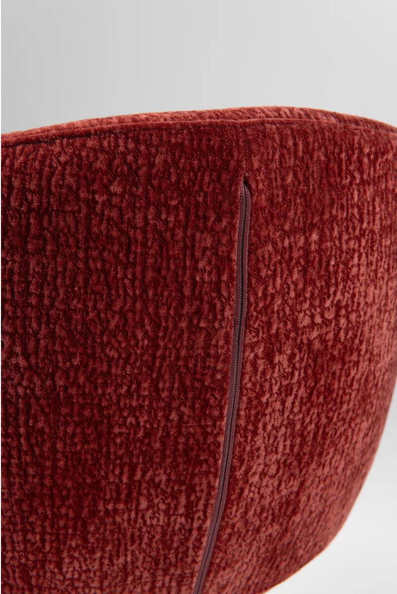 Sculptural Swivel Accent Chair In Luxe Crimson Chenille