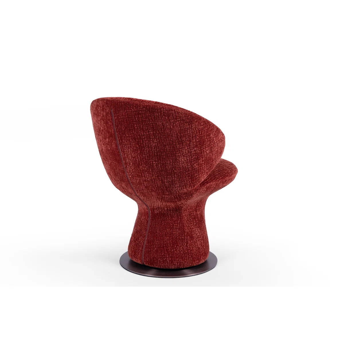 Sculptural Swivel Accent Chair In Luxe Crimson Chenille