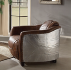 Aviara Vintage Brown Top-Grain Leather & Aluminum Club Chair