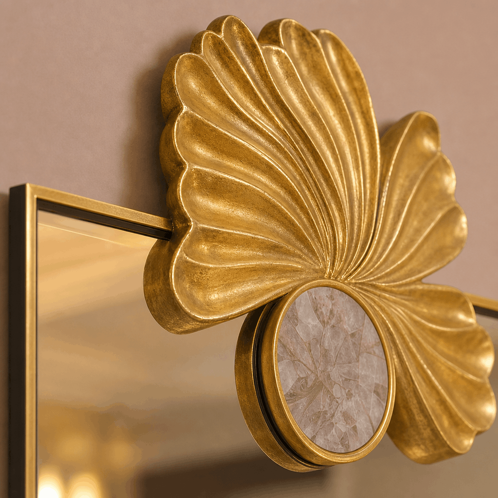 Sculptural Gold Floral Mirror