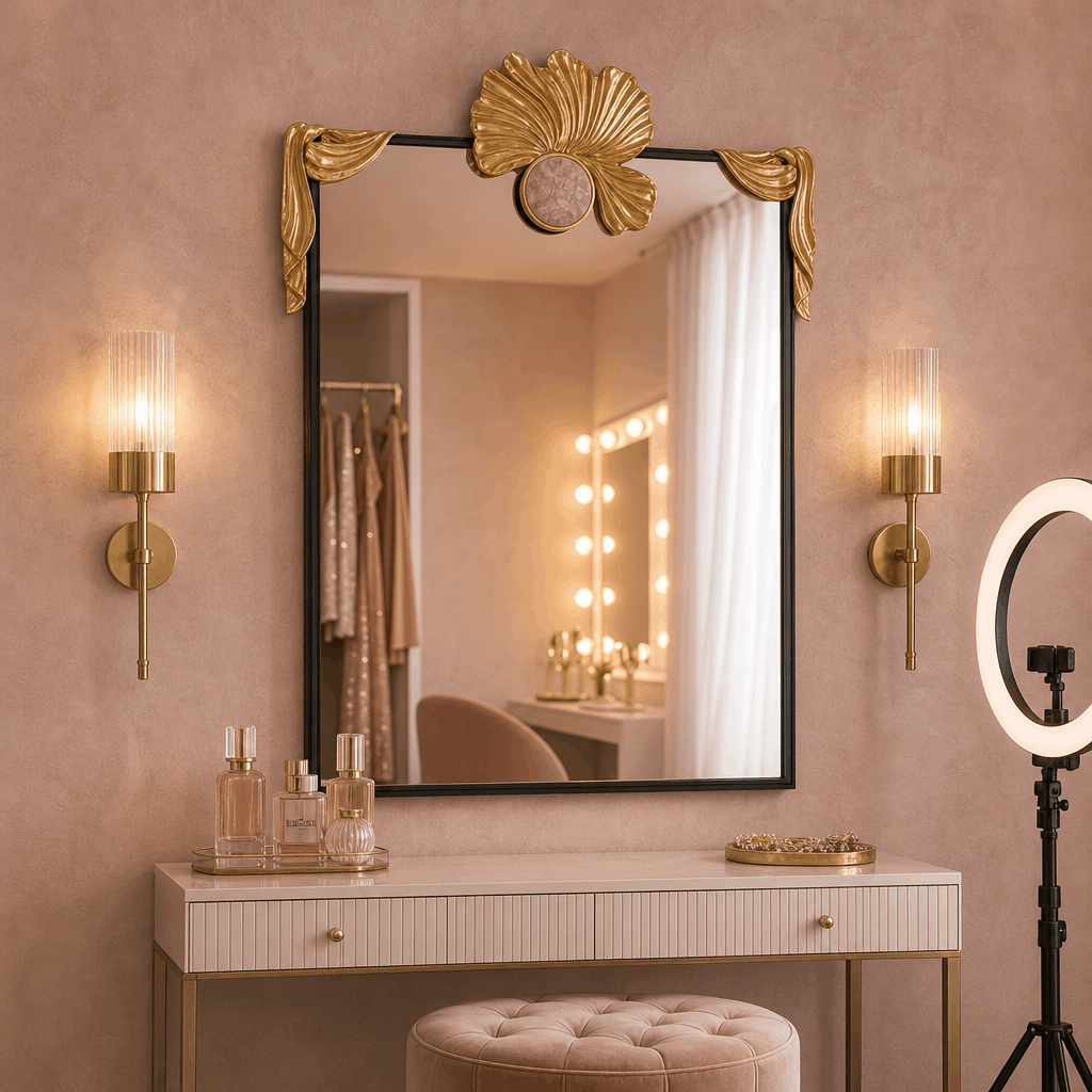 Sculptural Gold Floral Mirror