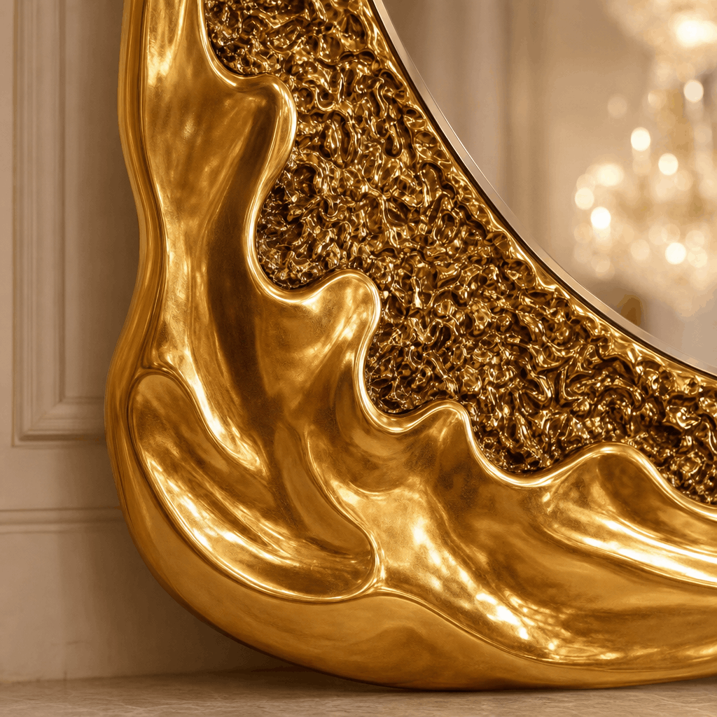 Sculptural Gold Statement Mirror