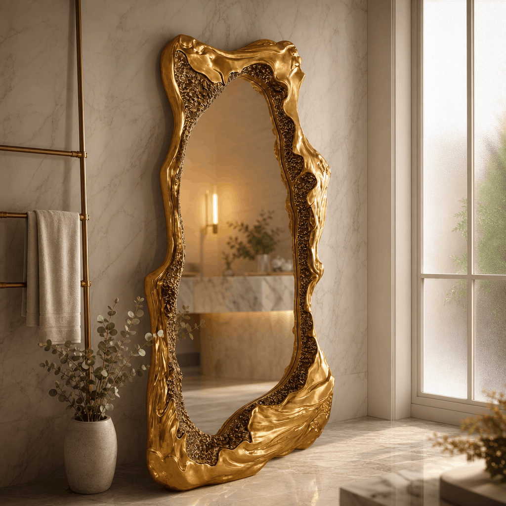 Sculptural Gold Statement Mirror