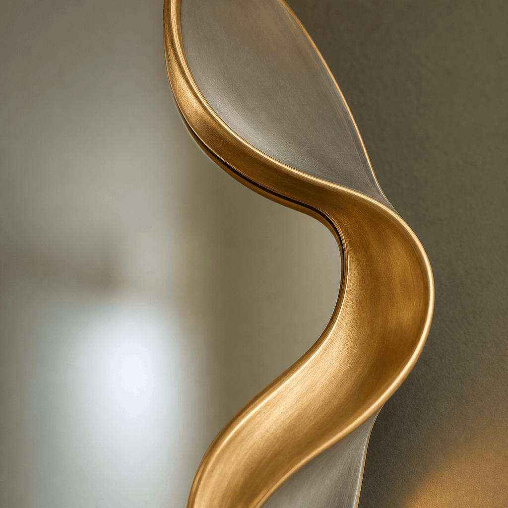 Sculptural Gold & Silver Wave Mirror