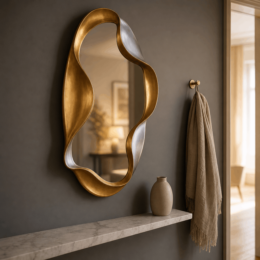 Sculptural Gold & Silver Wave Mirror