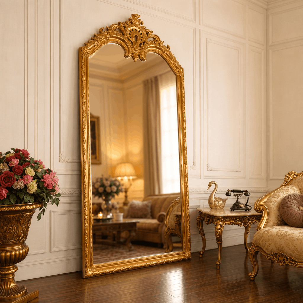 Solid Wood Arch Mirror – Large Full Length Arched Floor Mirror
