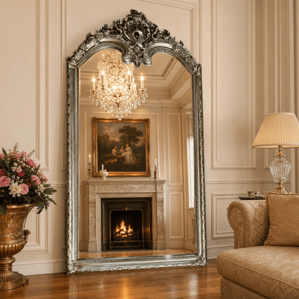 Solid Wood Arch Mirror – Large Full Length Arched Floor Mirror
