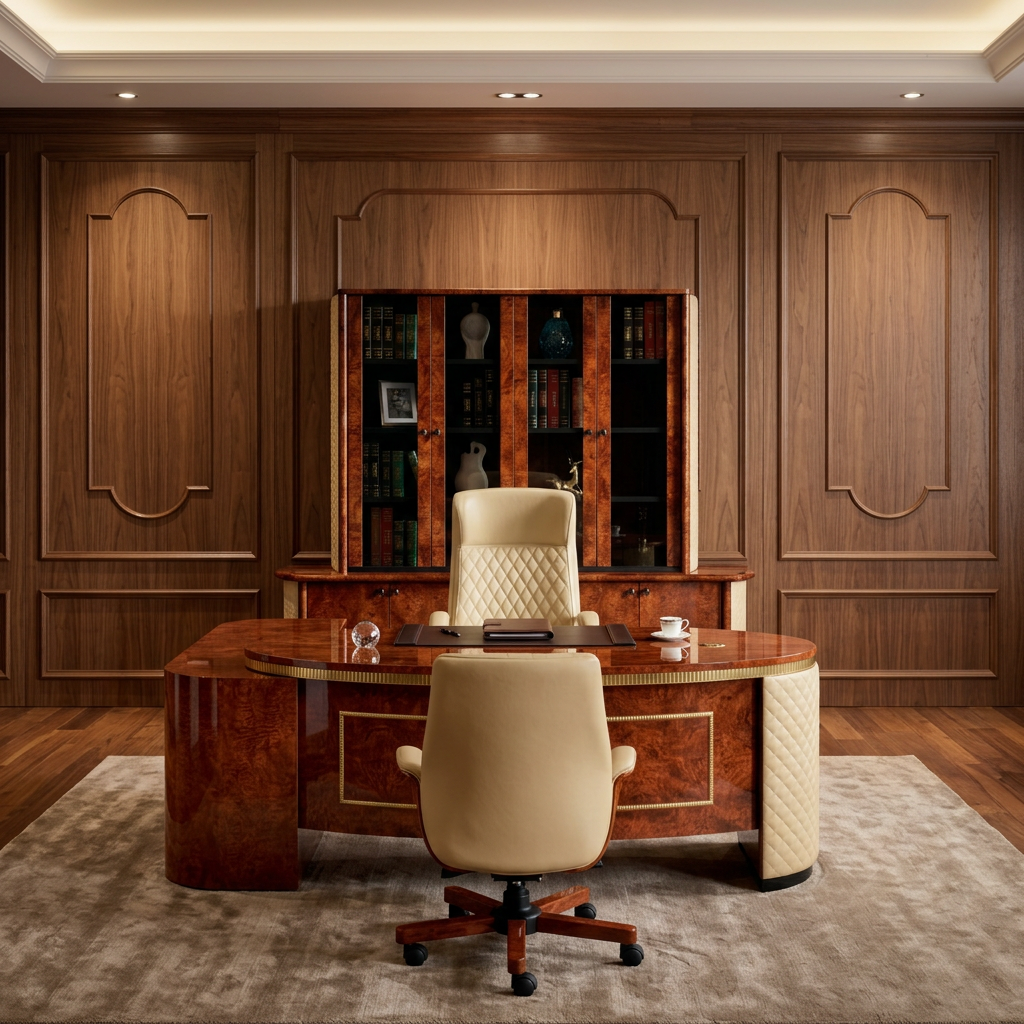 Ultimate CEO Suite: Premium Desk, Chair & Bookcase