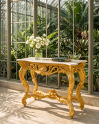 Versailles Rococo Console Table – Bright Gold & Ivory Marble