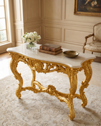 Versailles Rococo Console Table – Bright Gold & Ivory Marble