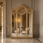 Victorian-Style Gold Triple Panel Mirror