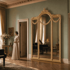 Victorian-Style Gold Triple Panel Mirror
