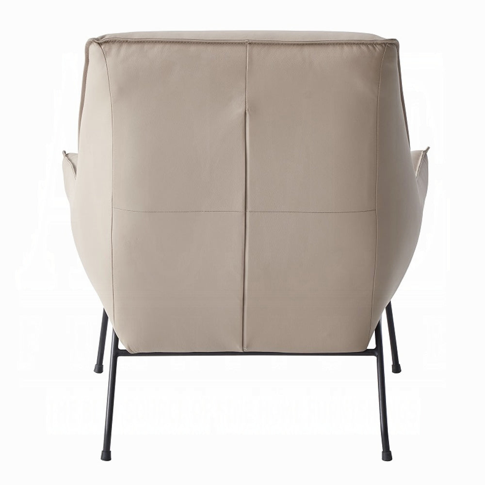Modern Top-Grain Leather Accent Chair with Matching Ottoman — Choice of Sandstone or Khaki