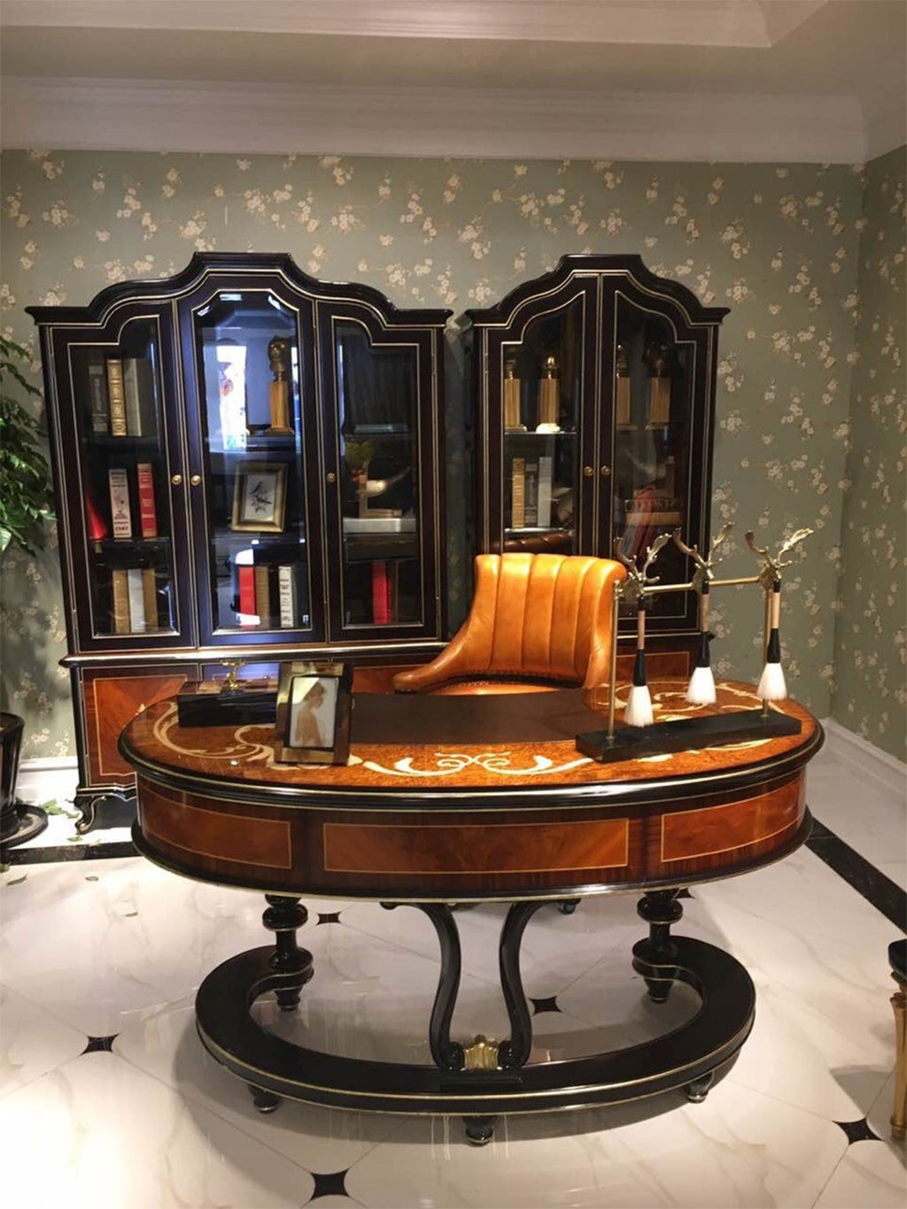 Masterfully Designed Executive Desk with Inlaid Detailing