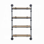 Ashford Industrial 4-Tier Oak & Black Metal Wall Shelf