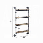 Ashford Industrial 4-Tier Oak & Black Metal Wall Shelf