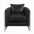Valcrest Black Top-Grain Leather & Aluminum Accent Chair