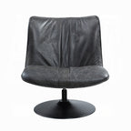 Vellmont Modern Black Top-Grain Leather Swivel Lounge Chair