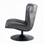 Vellmont Modern Black Top-Grain Leather Swivel Lounge Chair