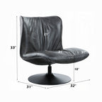 Vellmont Modern Black Top-Grain Leather Swivel Lounge Chair