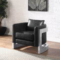 Valcrest Black Top-Grain Leather & Aluminum Accent Chair