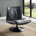 Vellmont Modern Black Top-Grain Leather Swivel Lounge Chair