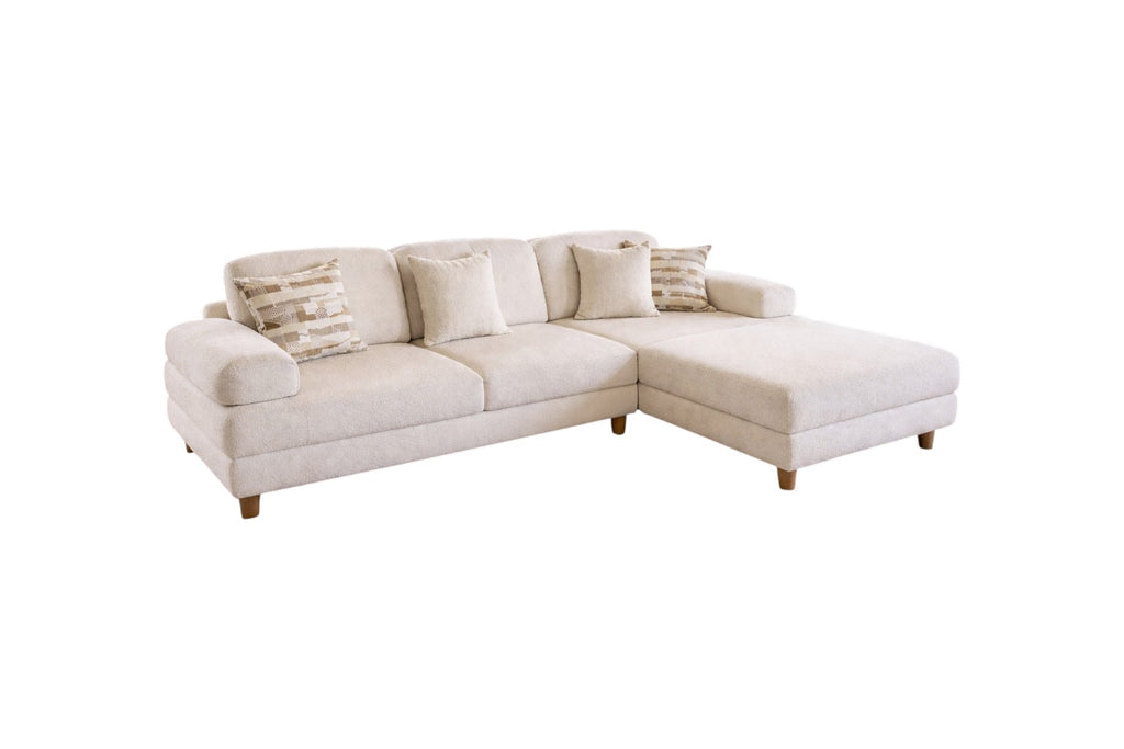 🔥 Luxury Cream Bouclé Sectional Sofa w/ Chaise 🔥