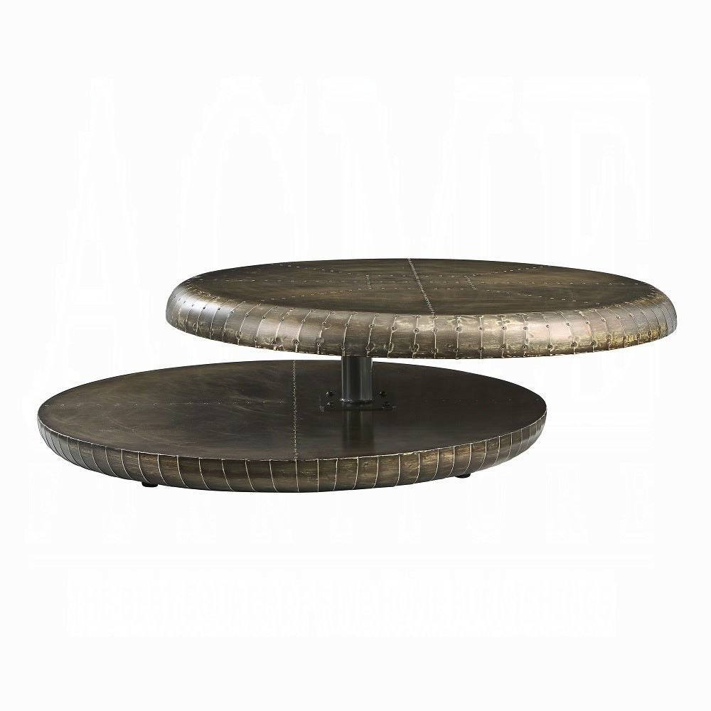 Aurelius Bronze Swivel Coffee Table – 39" Round Two-Tier Contemporary Luxury Design