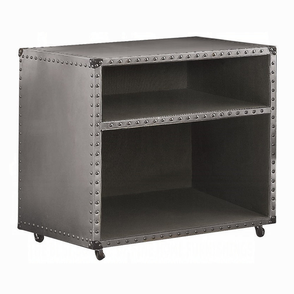 Brancaster Aviator Aluminum Nightstand with USB Charging Station – Industrial Luxury Bedside Table