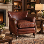 Harrington Vintage Dark Brown Top-Grain Leather Club Chair with Nailhead Trim