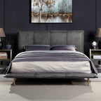 Rosalie Charcoal Gray Top-Grain Leather Platform Bed – Queen & King