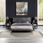 Rosalie Charcoal Gray Top-Grain Leather Platform Bed – Queen & King