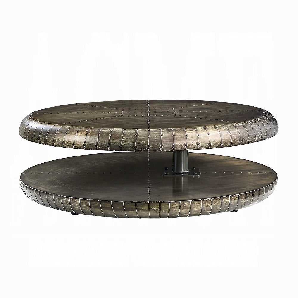 Aurelius Bronze Swivel Coffee Table – 39" Round Two-Tier Contemporary Luxury Design