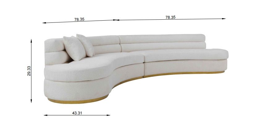 Grecian Boucle Fabric Curved Sofa