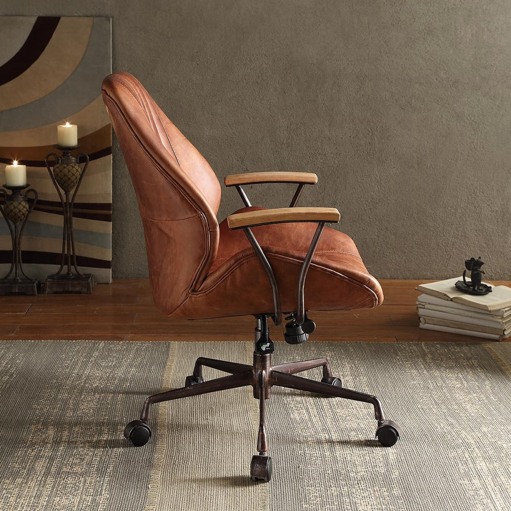 Kensington Cocoa Top-Grain Leather Executive Office Chair – Vintage Luxury Swivel Desk Chair
