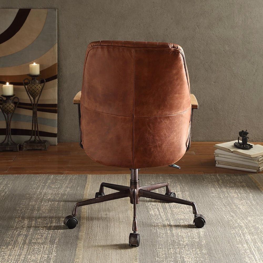 Kensington Cocoa Top-Grain Leather Executive Office Chair – Vintage Luxury Swivel Desk Chair