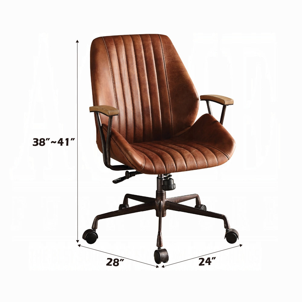 Kensington Cocoa Top-Grain Leather Executive Office Chair – Vintage Luxury Swivel Desk Chair