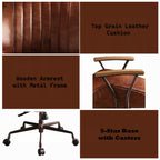Kensington Cocoa Top-Grain Leather Executive Office Chair – Vintage Luxury Swivel Desk Chair