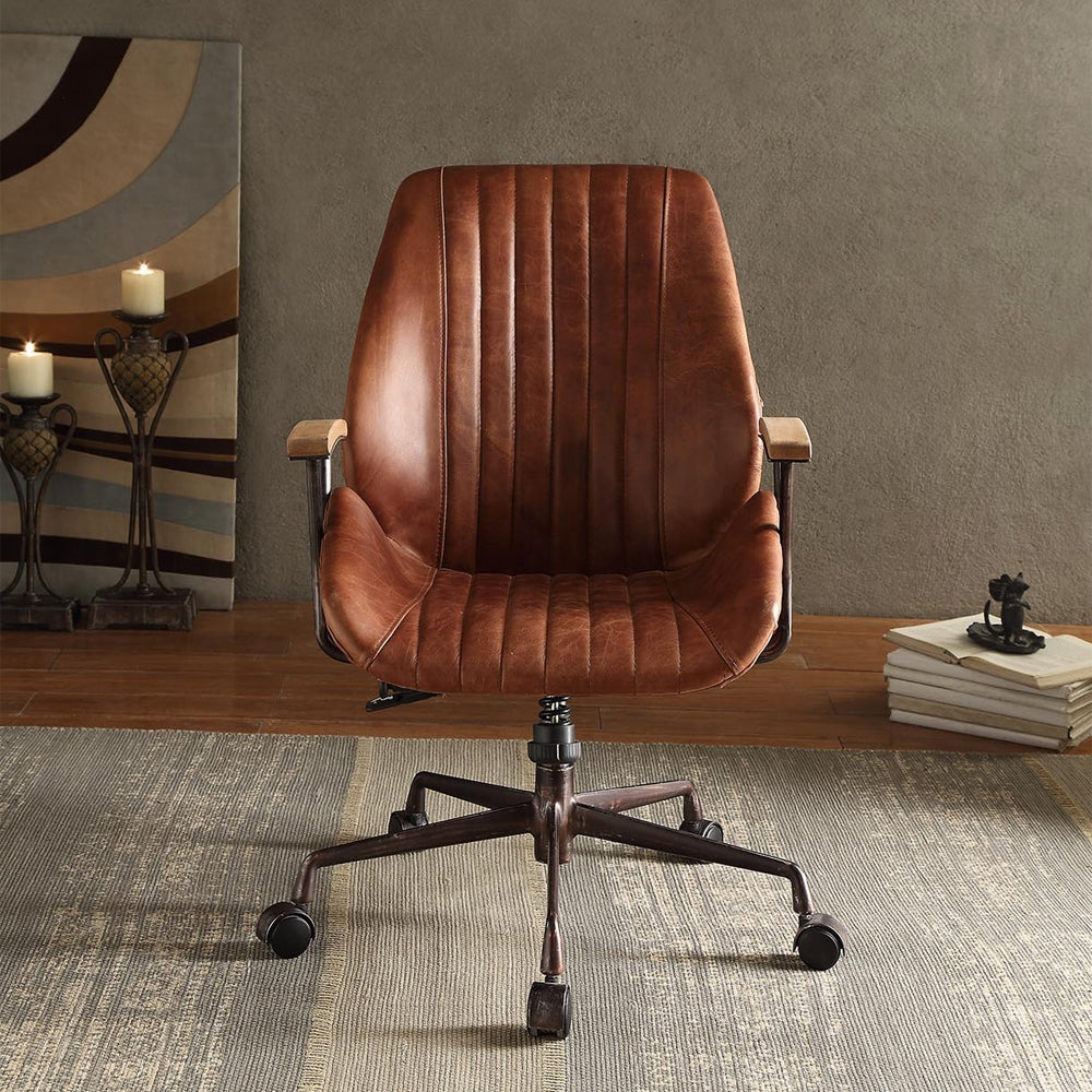 Kensington Cocoa Top-Grain Leather Executive Office Chair – Vintage Luxury Swivel Desk Chair