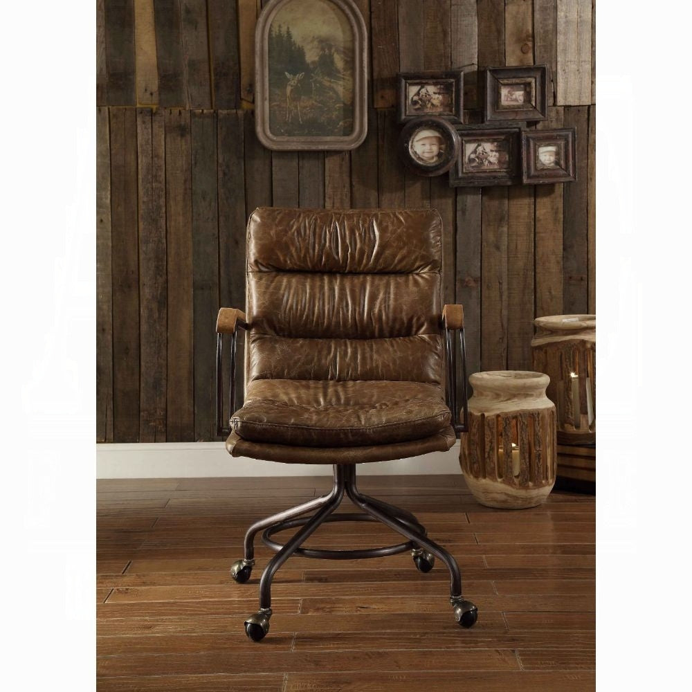Vintage Whiskey Top-Grain Leather Executive Swivel Office Chair – Luxury High-Back Desk Chair