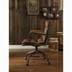 Vintage Whiskey Top-Grain Leather Executive Swivel Office Chair – Luxury High-Back Desk Chair